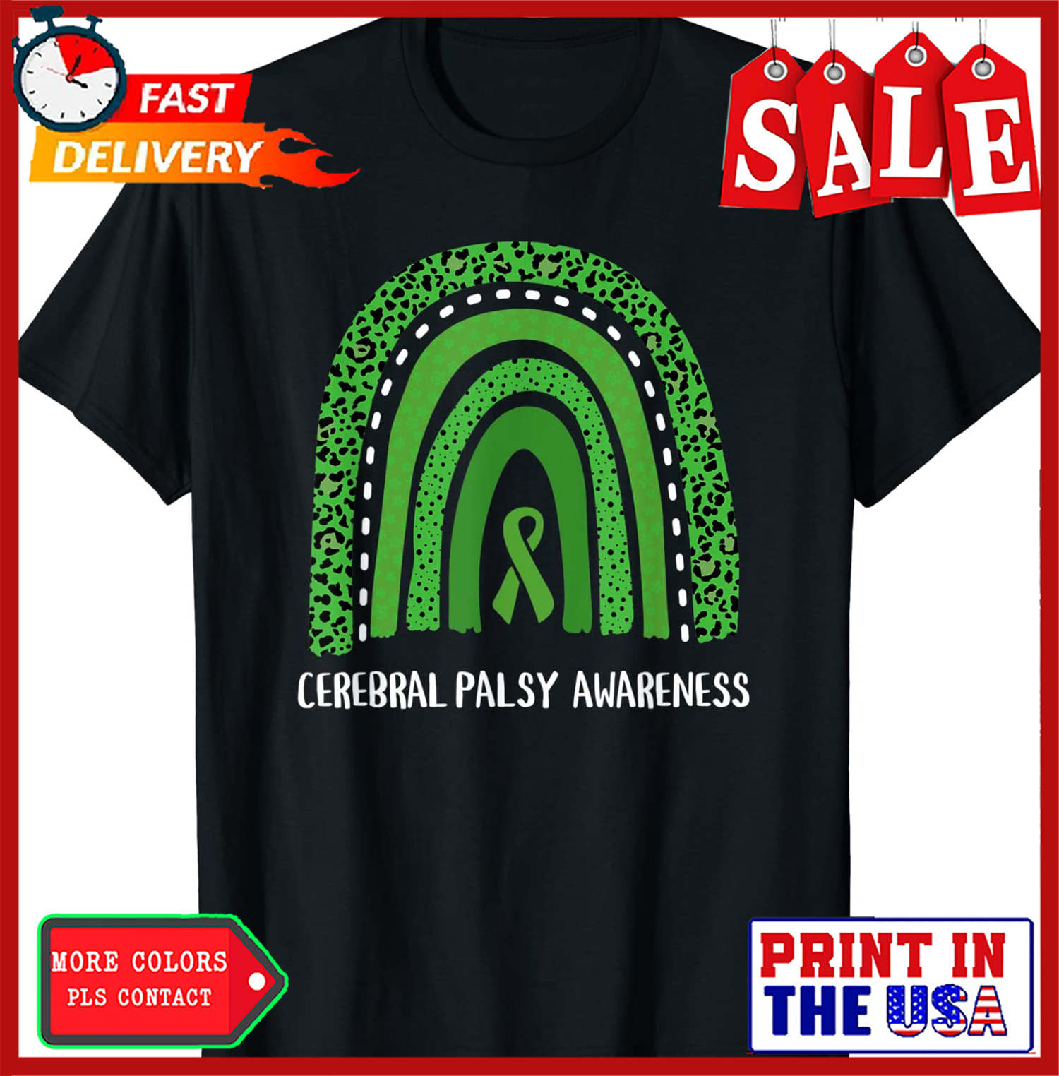 Cerebral Palsy Awareness Month Rainbow Brain Damage Unisex T-Shirt