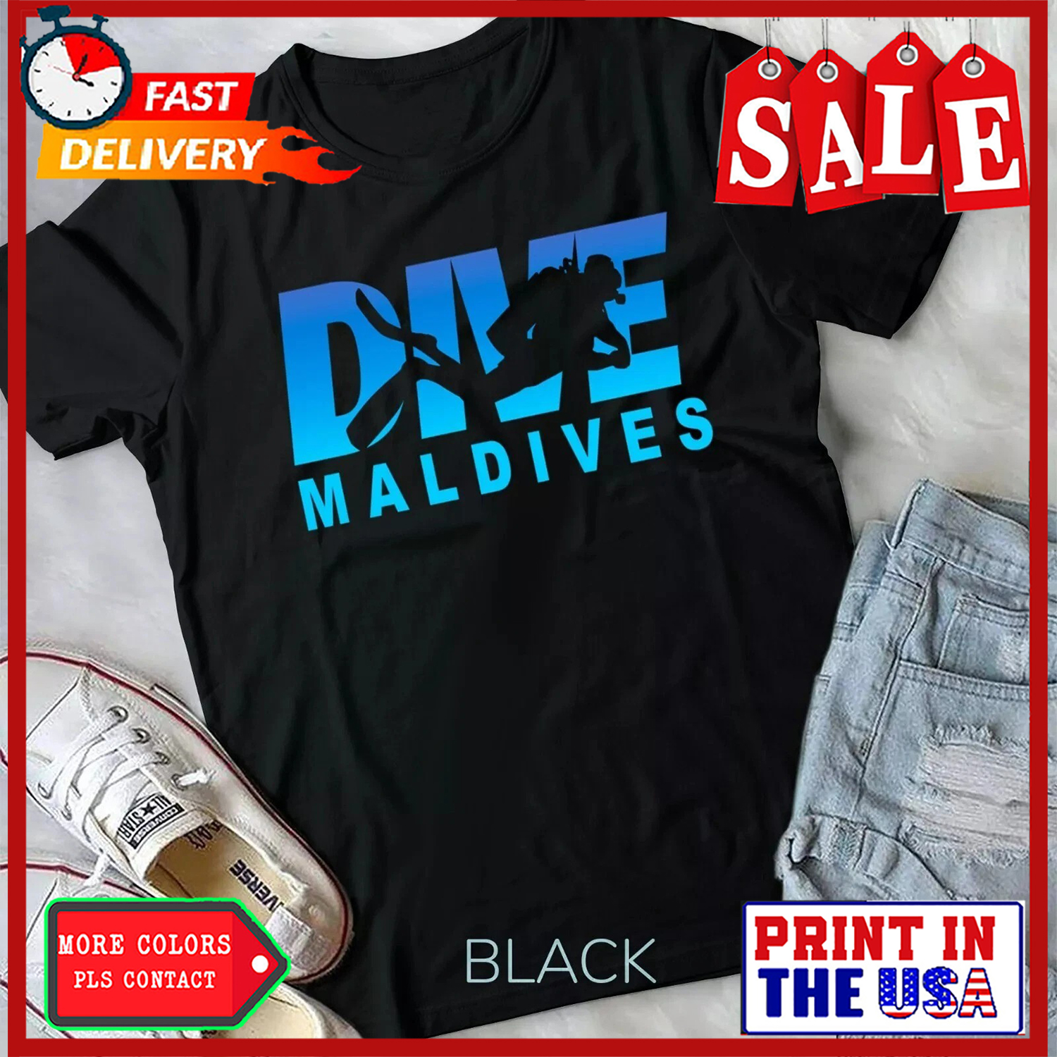 Dive Maldives, Scuba Diving in the Maldives Unisex T-shirt