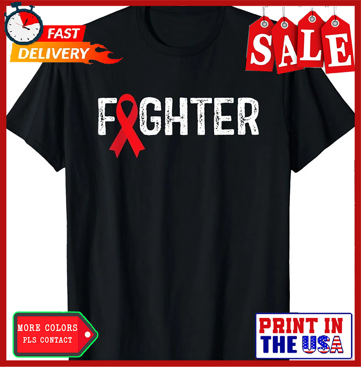 Fighter Blood Cancer Awareness Red Ribbon Unisex T-Shirt