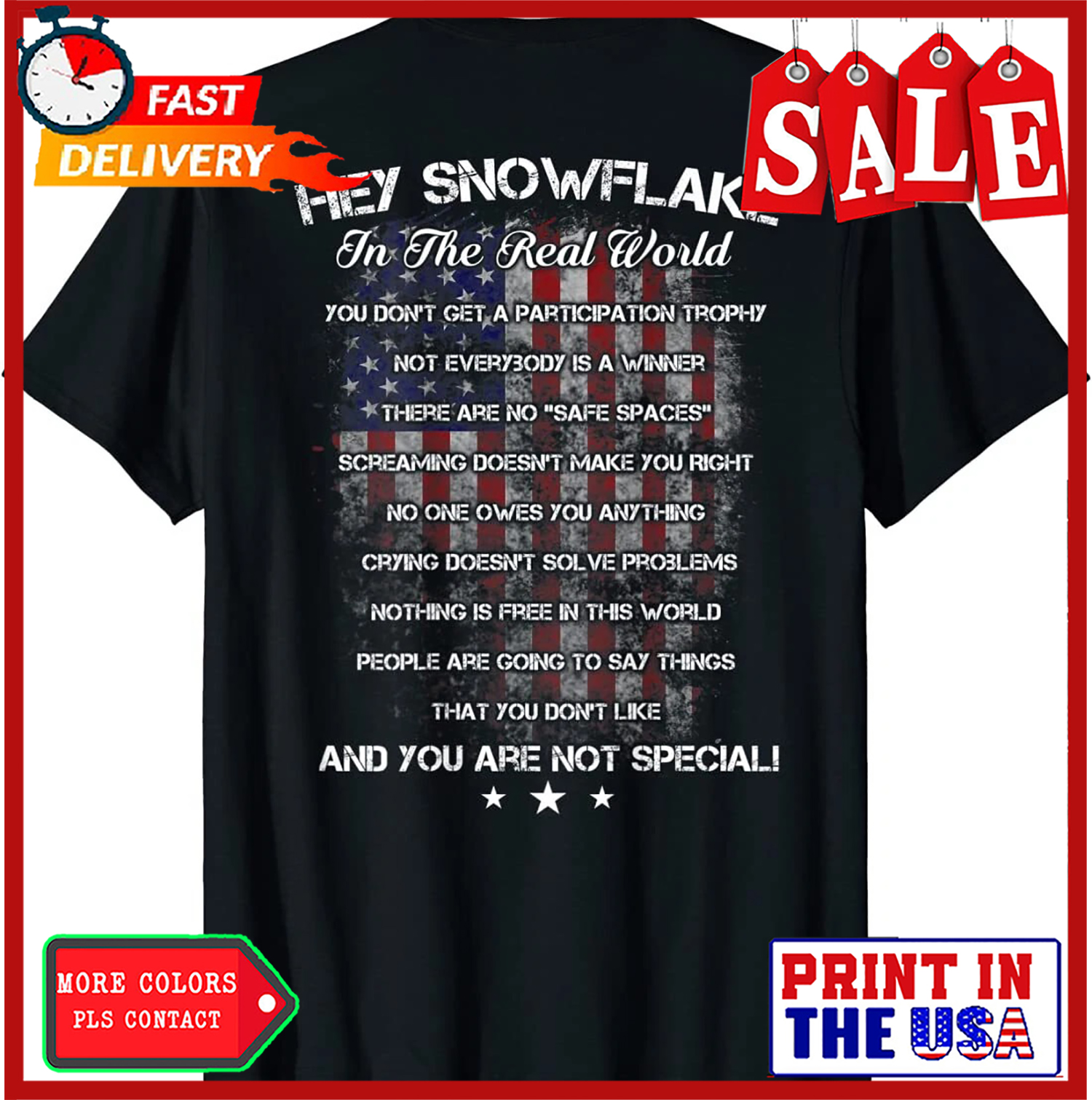 Hey Snowflake In The Real World Veteran Military ( ON BACK ) T-Shirt