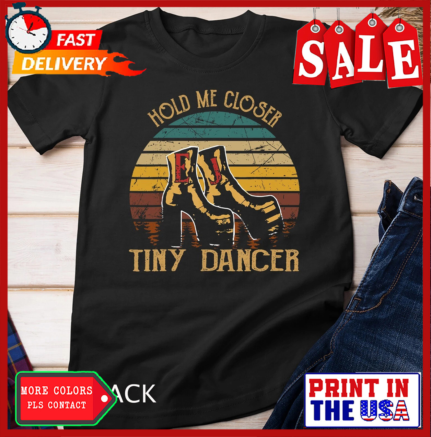 Hold Me Closer, Tinys Dancer Classic Art Quote Music For Fan Unisex T-shirt