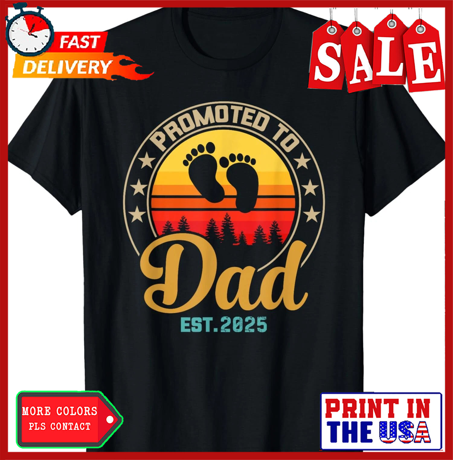Promoted to Dad Est 2025 for New Fathers Design New Unisex T-Shirt