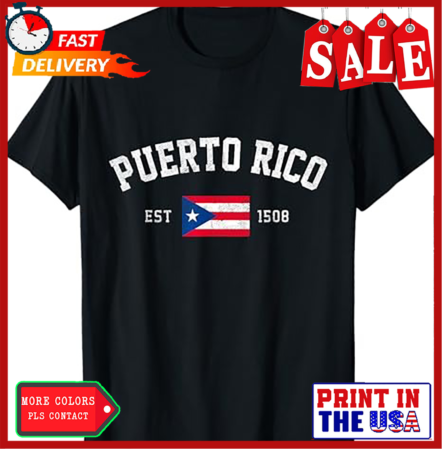 Puerto Rico Est. 1508 Puerto Rican Flag Independence Day T-Shirt